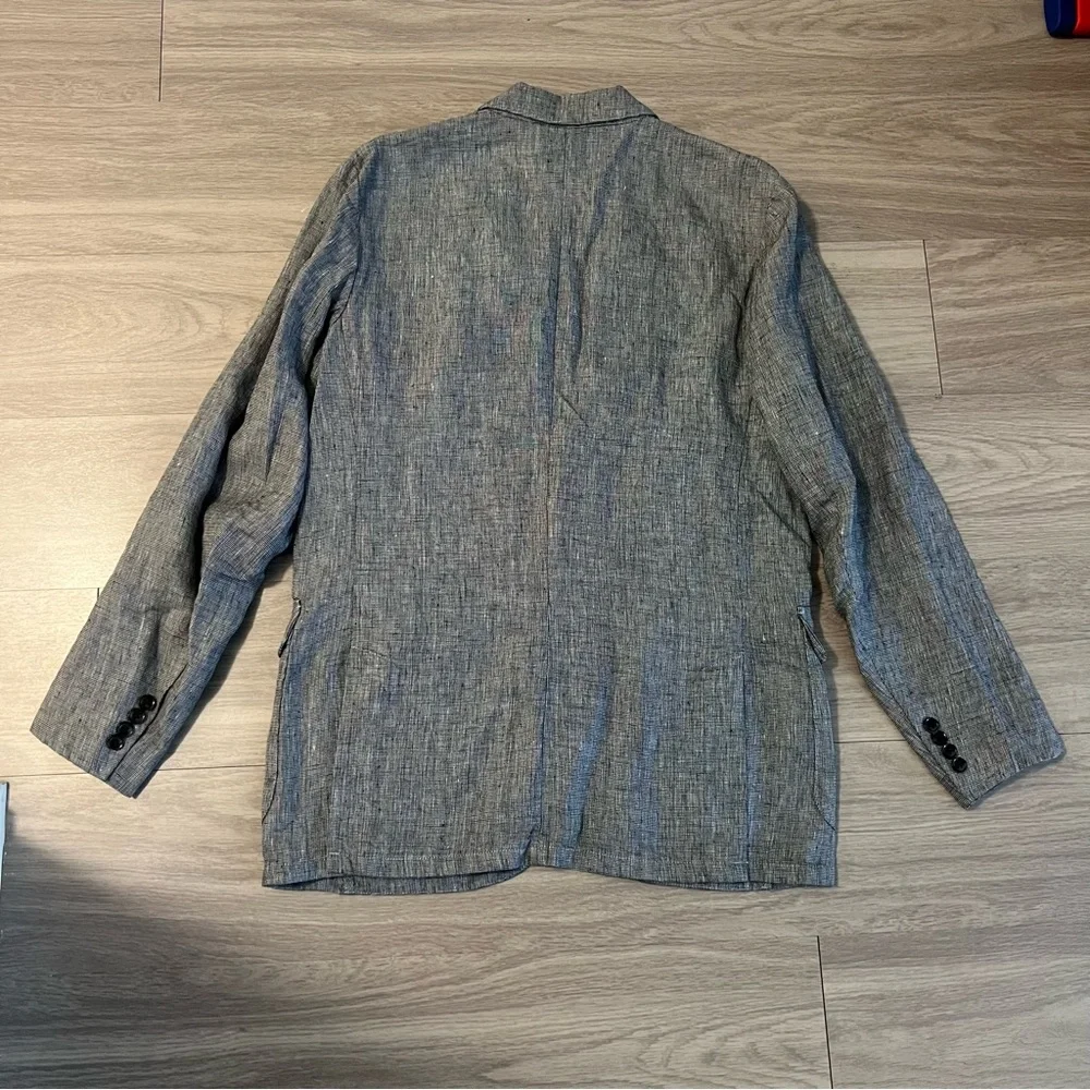 J. Crew, 42R, 100% linen, Charcoal / Gray / Black Gingham, Blazer‎